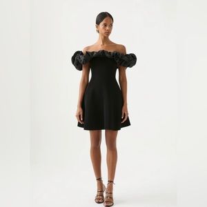 Aje Black Off-Shoulder Dress